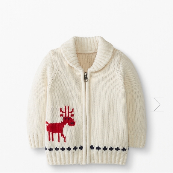 2/40 Hanna Andersson holiday Dear Deer Sweater Jacket In Cotton & Merino - Picture 2 of 16